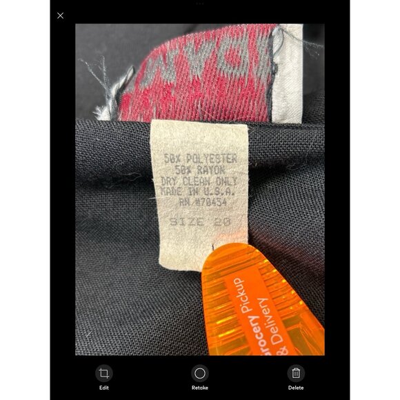 Fitting Image Vintage Black Blazer Jacket Size 20 Women's Polyester/Rayon Blend - Picture 5 of 5